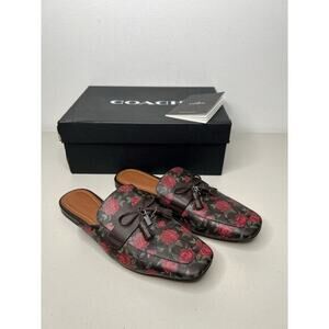 Coach Tassel Loafer Slide Floral Mahogany Red Women’s Size 9.5